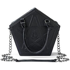 7026 Pentagram Shape Shoulder Bag, Gothic Crossbody Handbag with PU